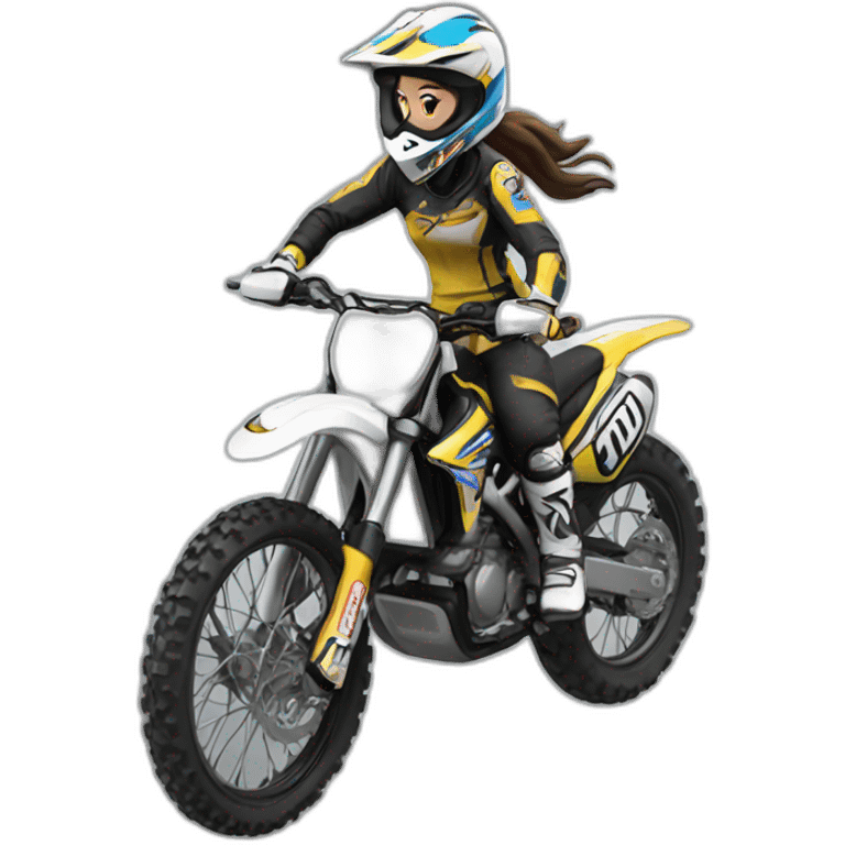 Motocross lady wheelie emoji