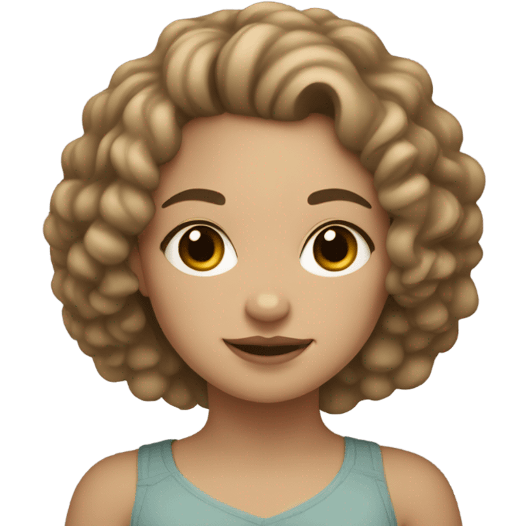 Light skin girl curly hair with beige pug emoji