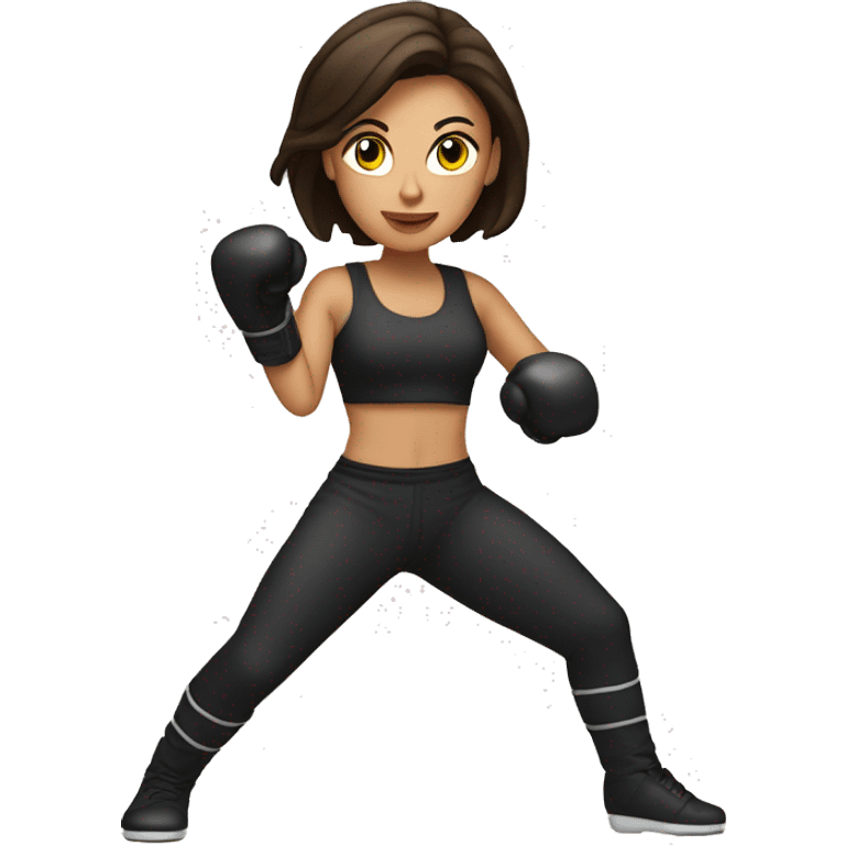 brunette Woman kickboxing with a cast on her lag emoji