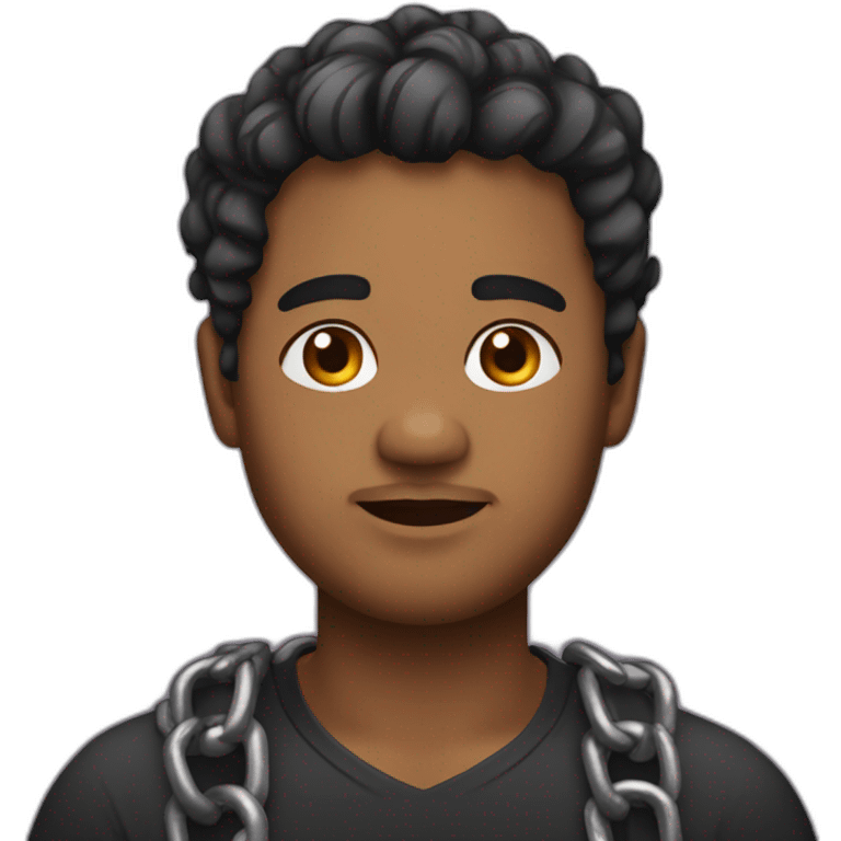 a man with Brown skin, chubby face and gradient cut hair with a chain around his neck emoji