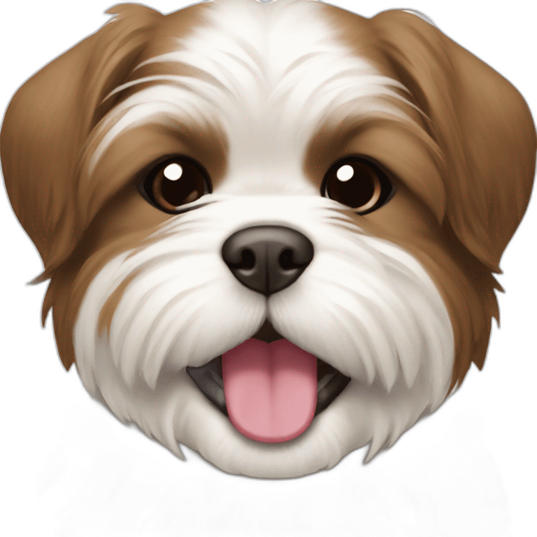 Shih tzu brown and white puppy smiling emoji