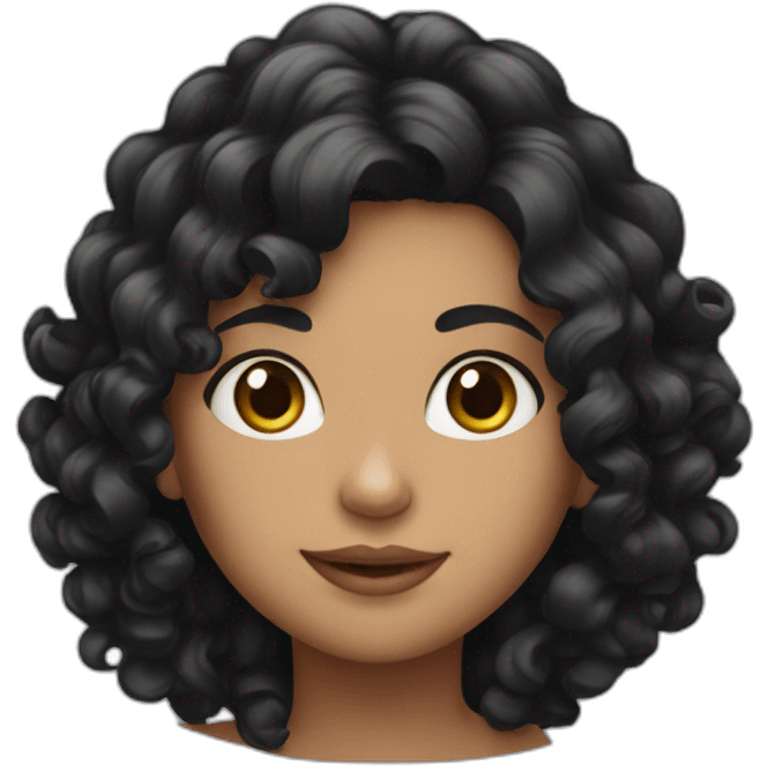 A girl with curly black hair emoji