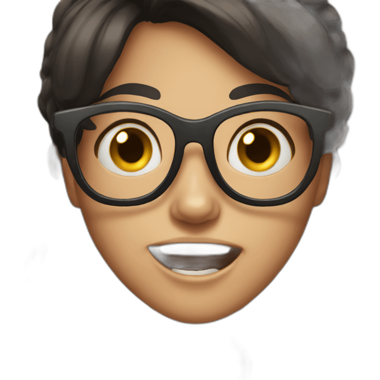 scared girl with buck teeth glasses and dark hair emoji