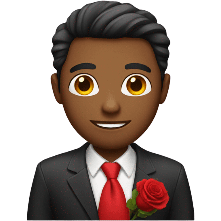 American guy with red rose flower bouquet  emoji