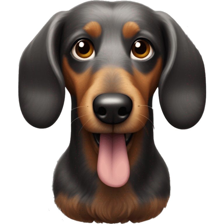 Very Wired haired sausage dog from the  dark Color  emoji