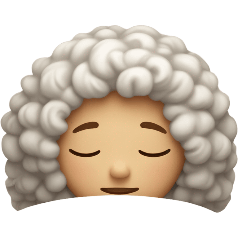 Curly head, white girl sleeps in a cozy atmosphere emoji