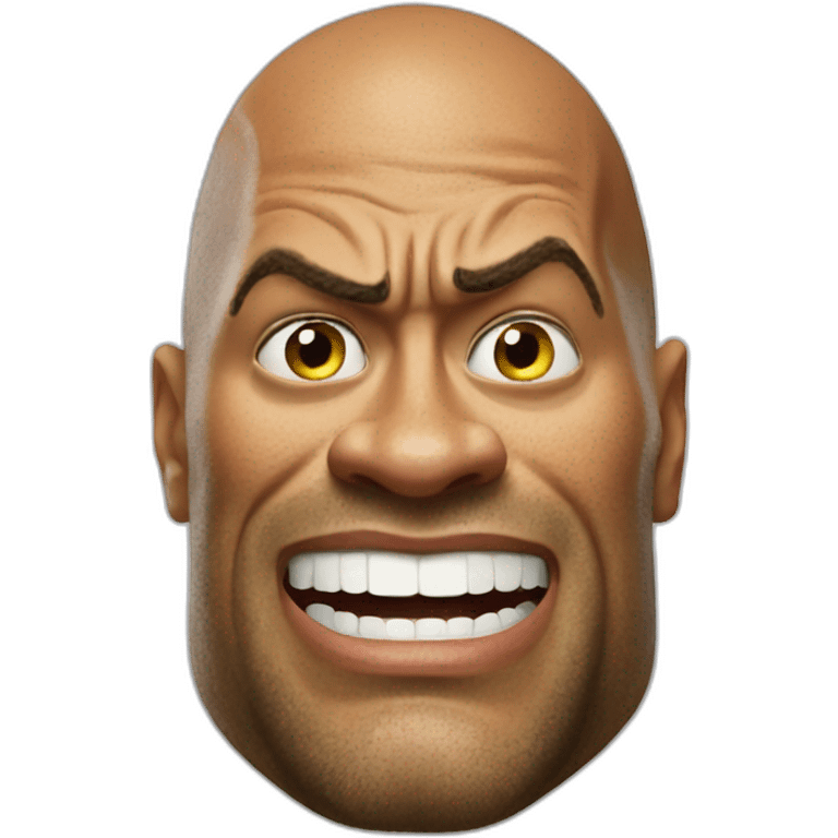 dwayne johnson, with shrek face, angry emoji