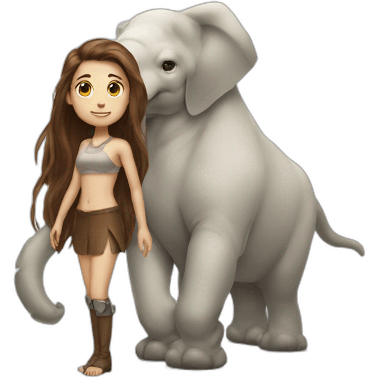 Girl with long brown hair cyborg and mamouth trunk emoji