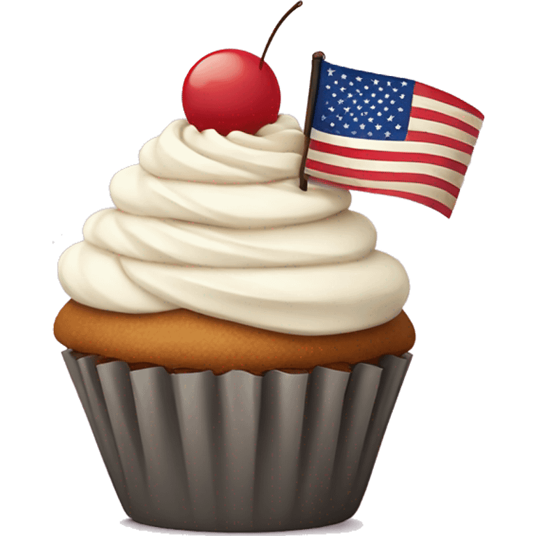 Happy cupcake with an American flag emoji