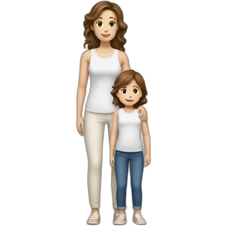 mother and child with brown hair5 and white skin full length emoji