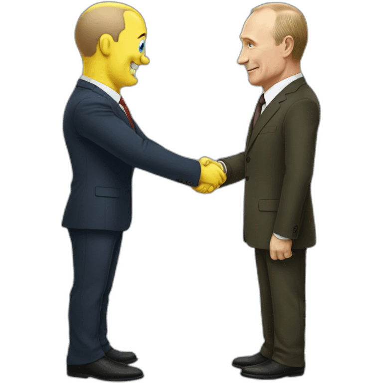 Putin handshake with spongebob emoji