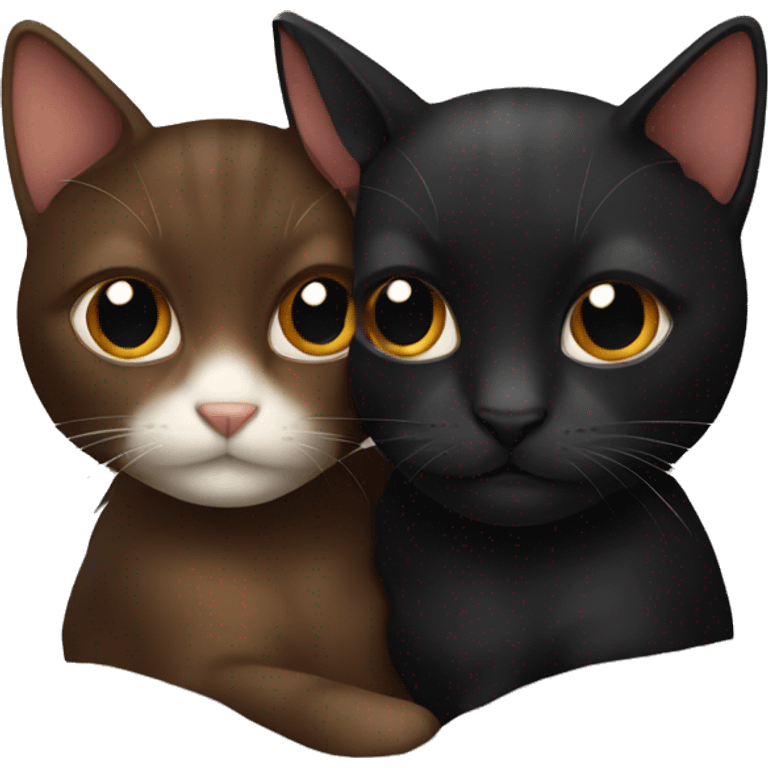 Black and brown cat cuddling  emoji