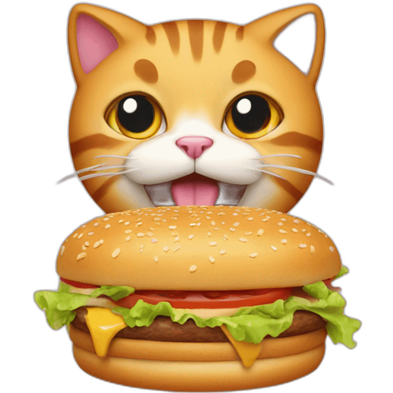 Cat eating a burger emoji