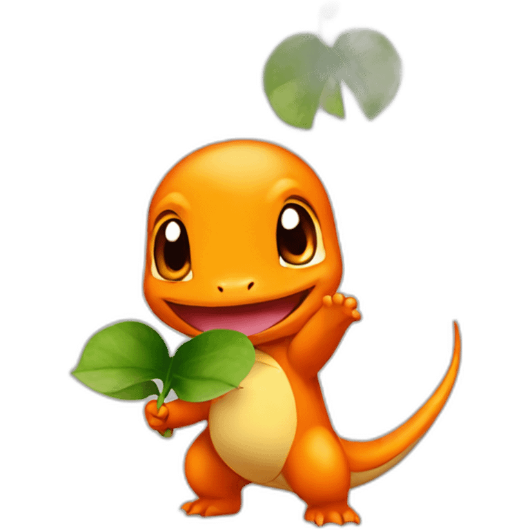 charmander holding a leaf emoji