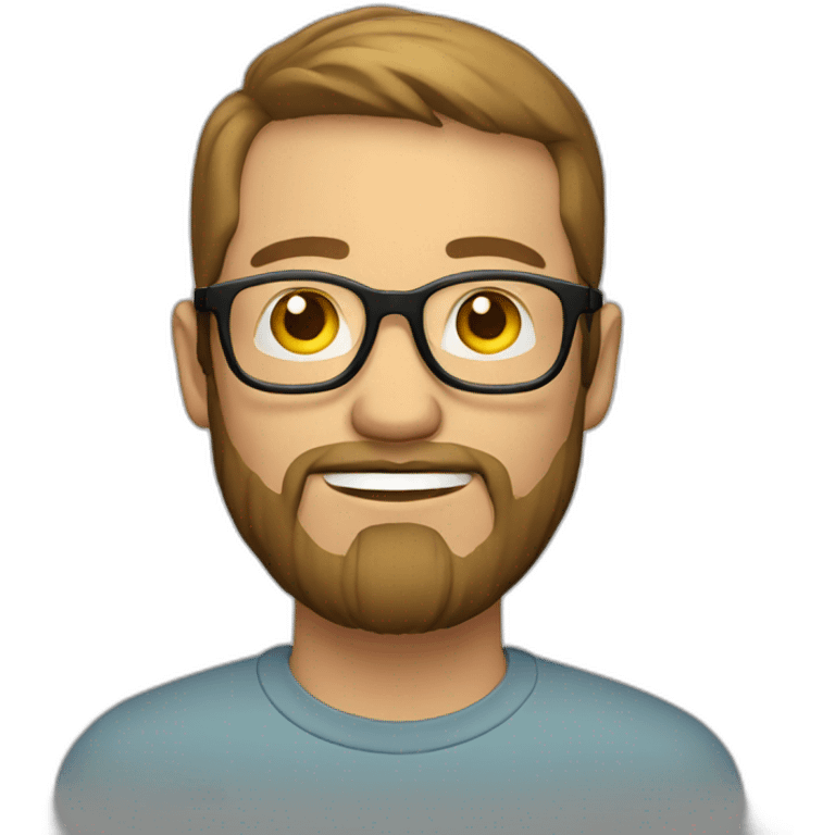 man with beard, round transparent glasses and light brown hair emoji