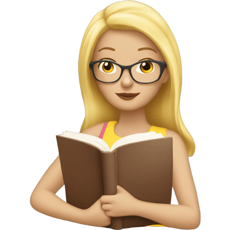 Beauty blond woman reading a book  emoji