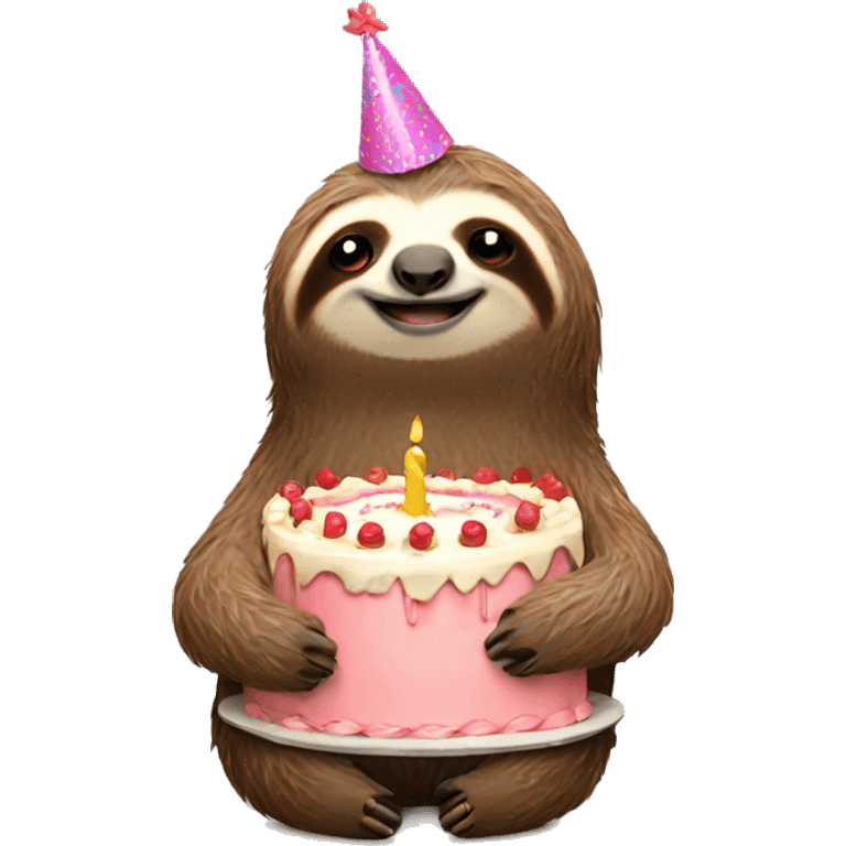 Sloth with birthday cake  emoji