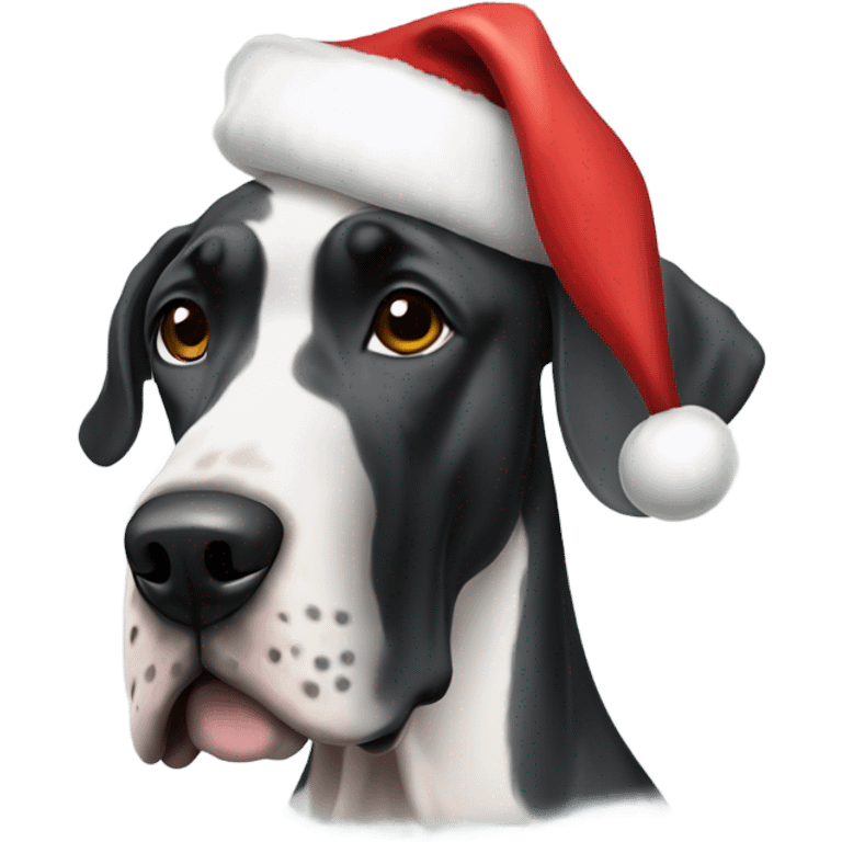 Great Dane with Santa hat emoji