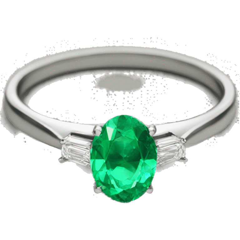 Oval cut emerald engagement ring silver emoji