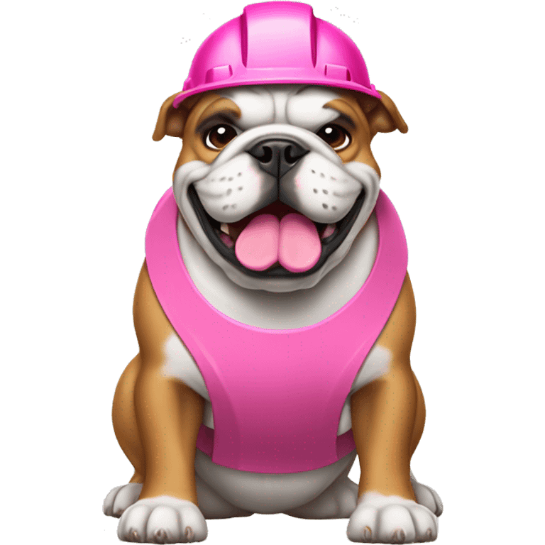 Bulldog with a pink hardhat emoji