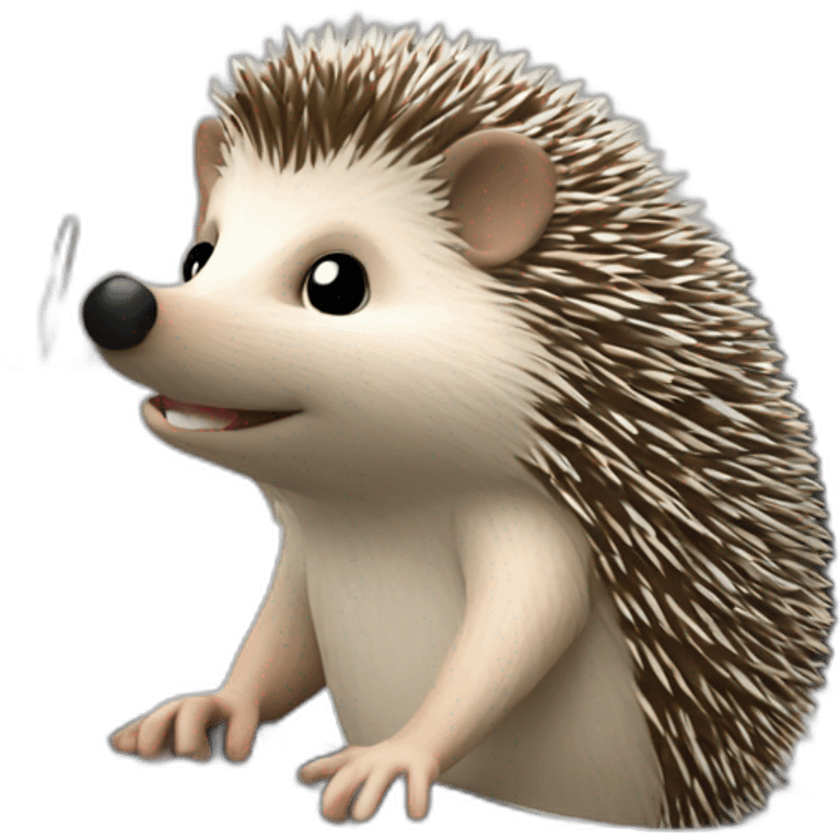 hedgehog working in an office on a computer emoji