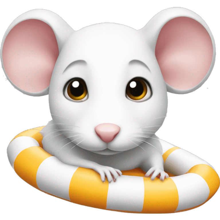 white rat wearing a swimming float emoji