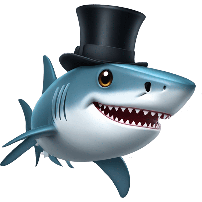 Shark with a top hat emoji