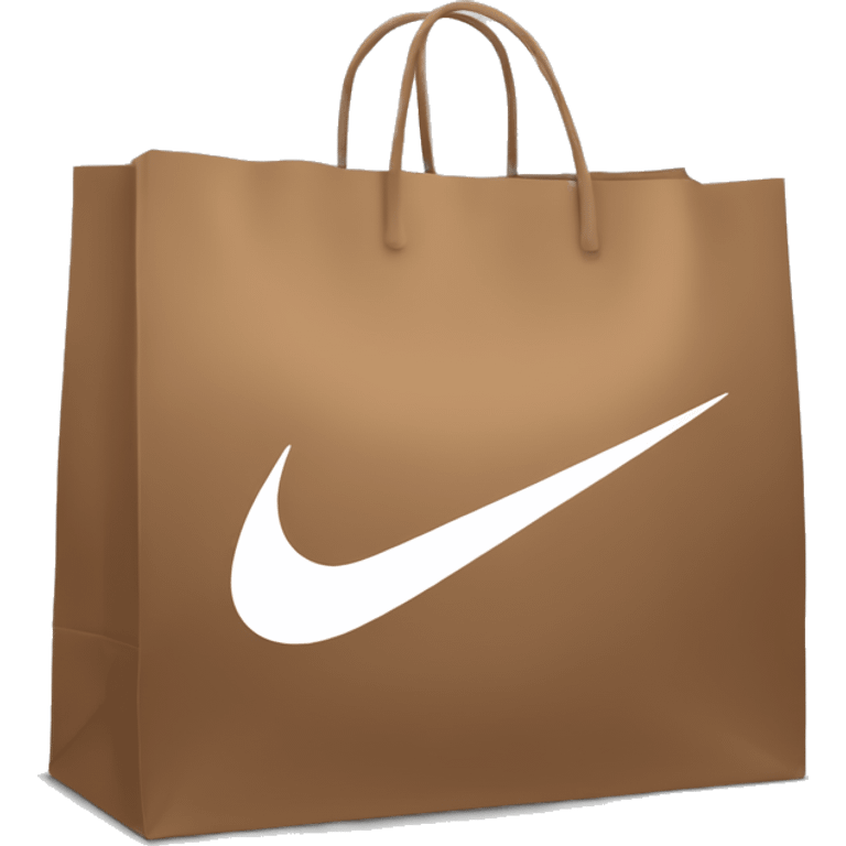 Brown shopping bag with big Nike logo emoji