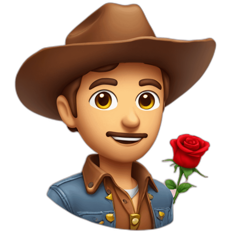 Cowboy sexy avec une rose dans la bouche emoji