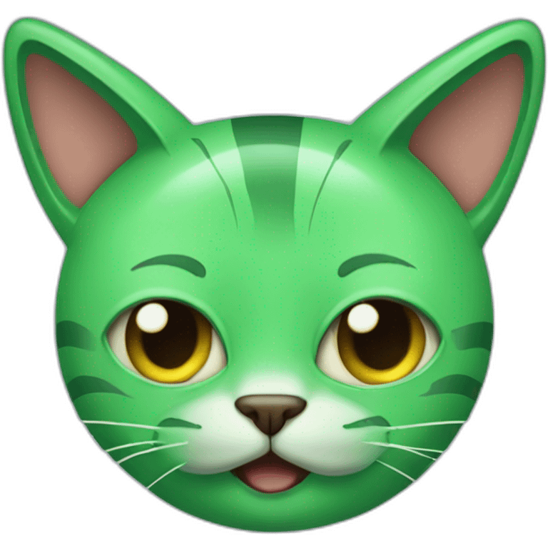 Green cat with ovni ears acting like crazy emoji