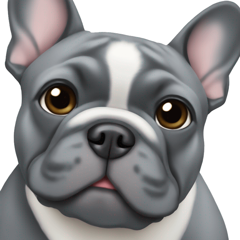 a grey french bulldog with a white chest patch emoji