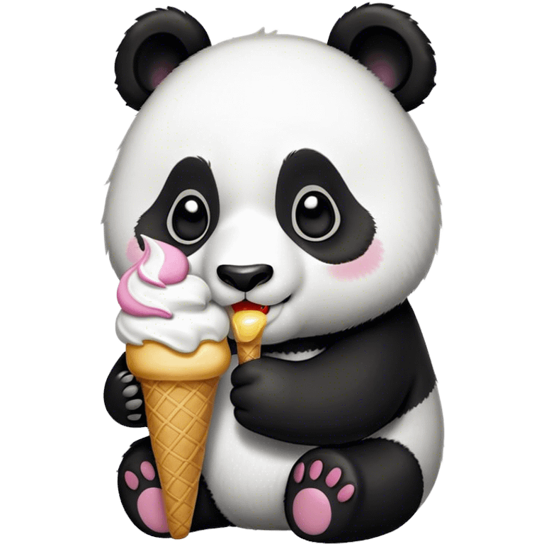 Panda eating ice cream emoji