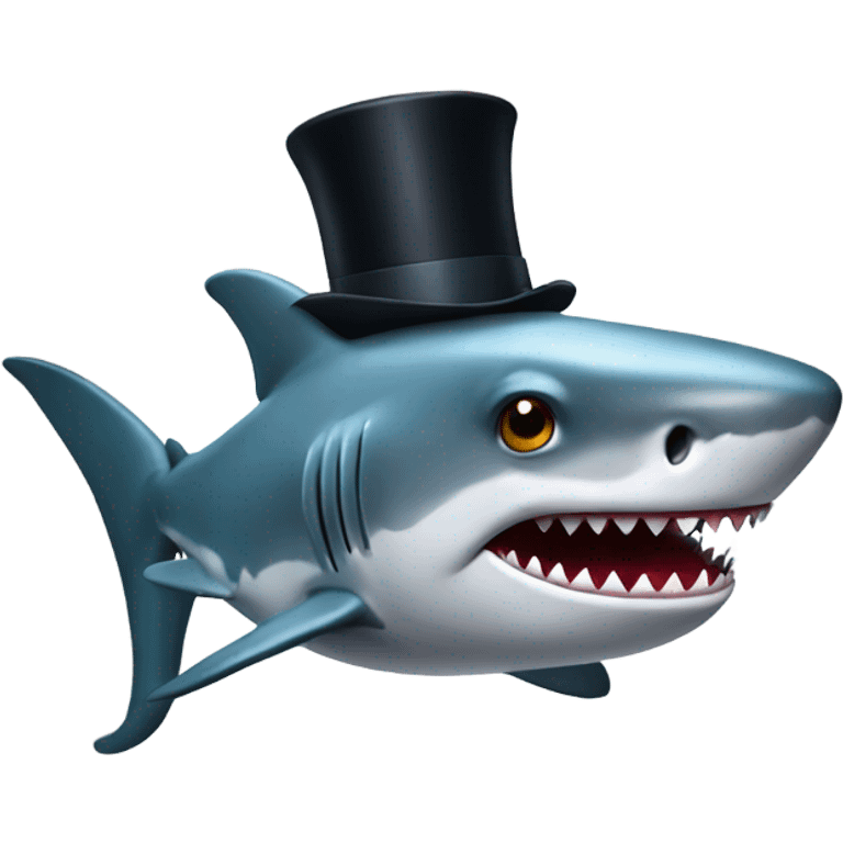 Shark with a top hat emoji