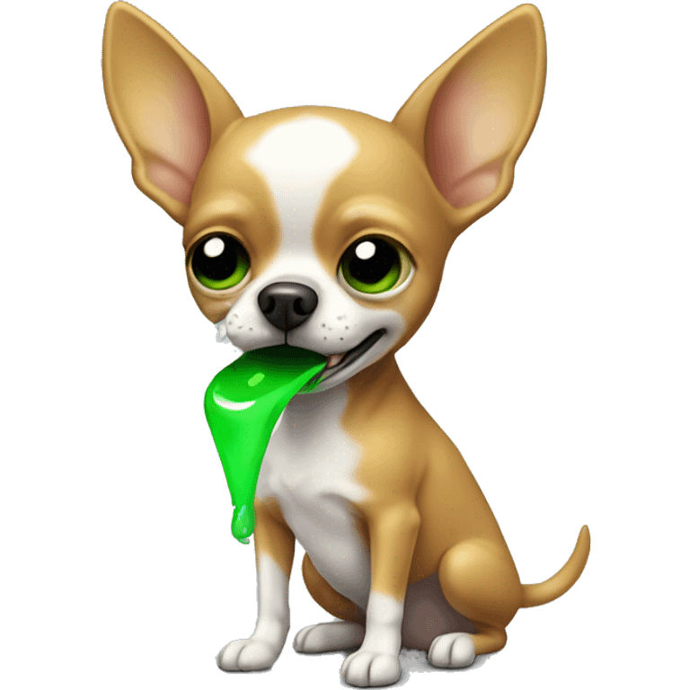 Chihuahua vomiting green emoji