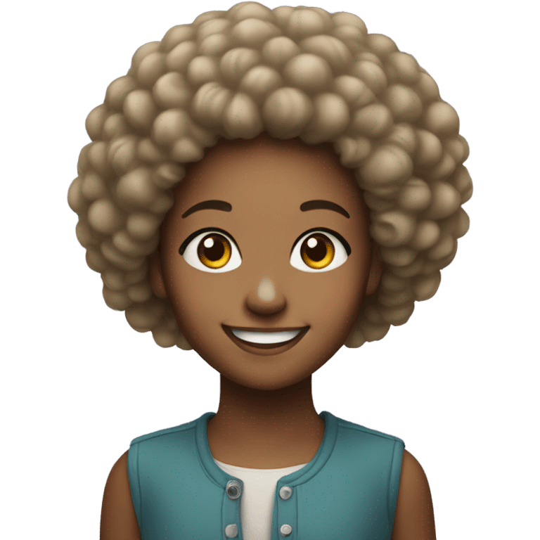 smiling young girl with afro hairstyle emoji