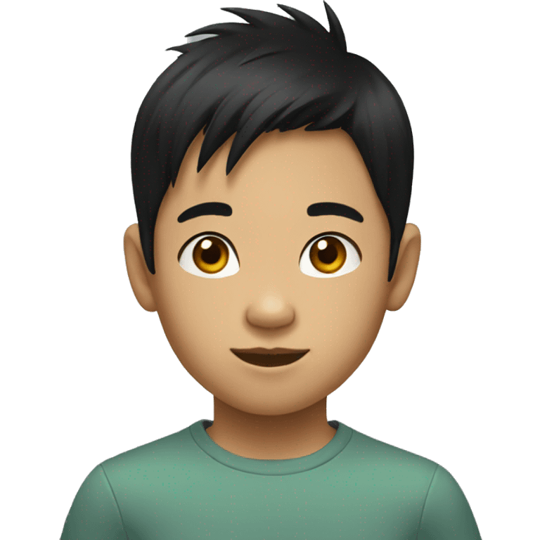 black hair asian kid emoji