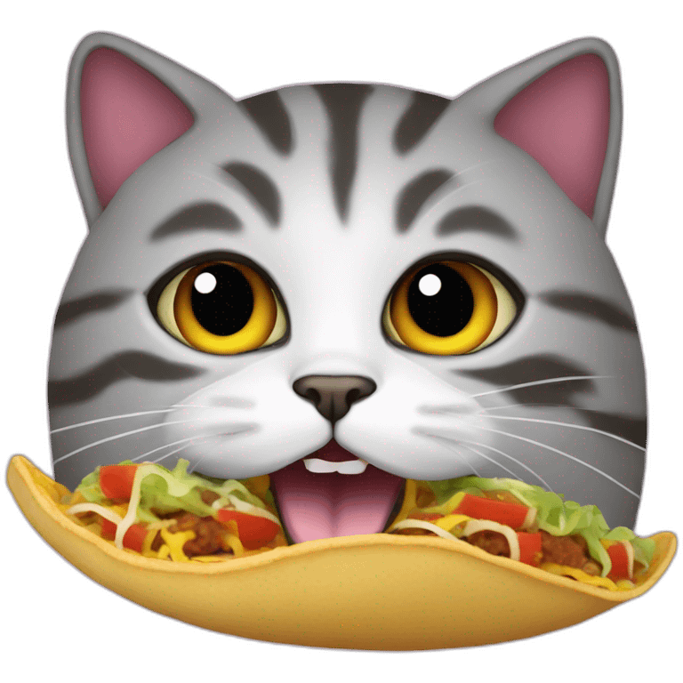 cat's head with an open mouth sticking out of the end of a taco emoji