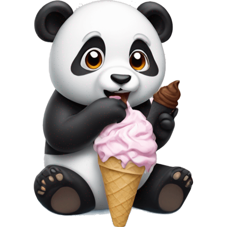 Panda eating ice cream emoji