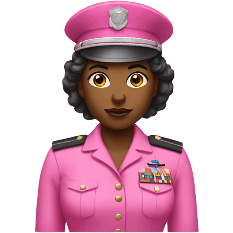 Black woman soldier wearing pink  emoji