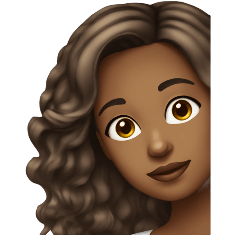 brown girl with dark brown hair and highlights balyage  emoji