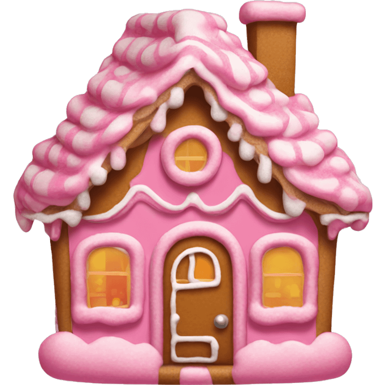 A pink gingerbread house emoji