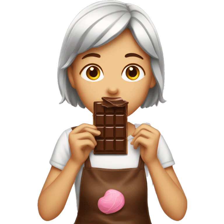 girl eating chocolate emoji