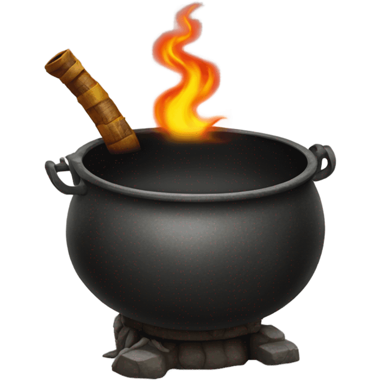 Cauldron that has fire snake coming out of it emoji