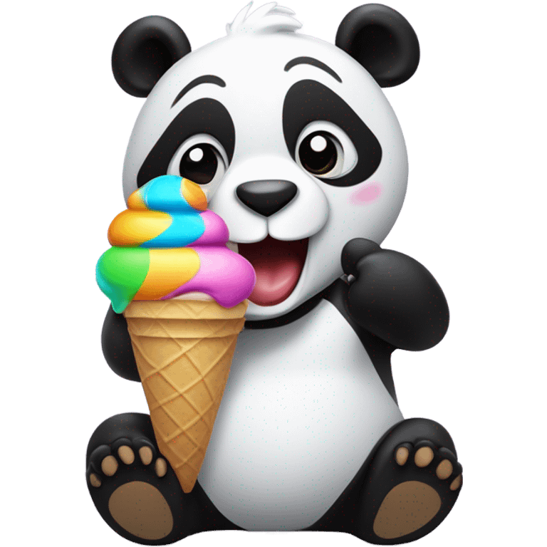 Panda eating ice cream emoji