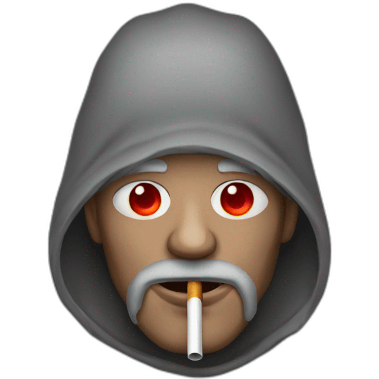 Homeless man with red eyes smoking emoji