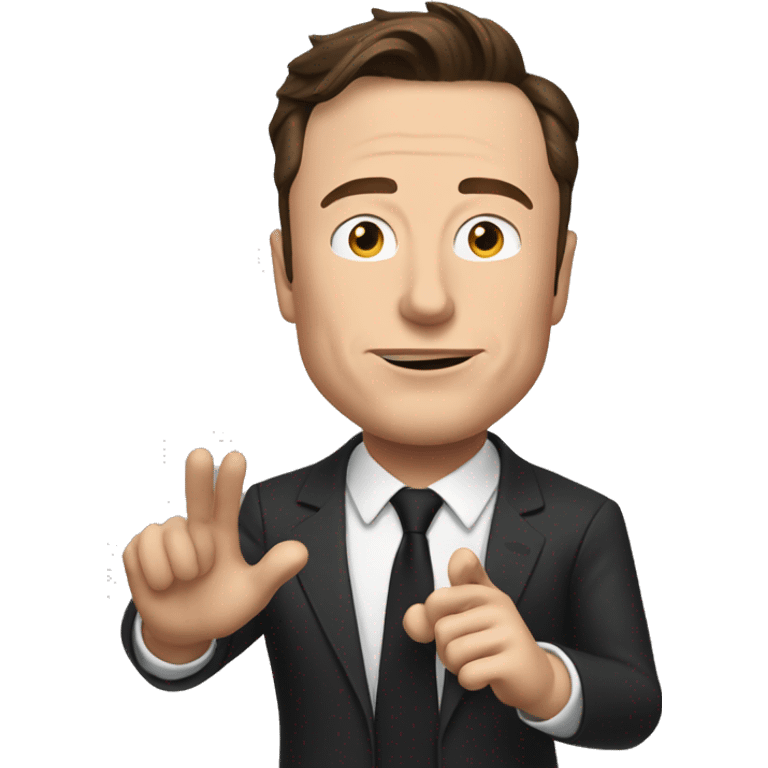 elon musk half body emoji style explaining something with moving right hand  emoji