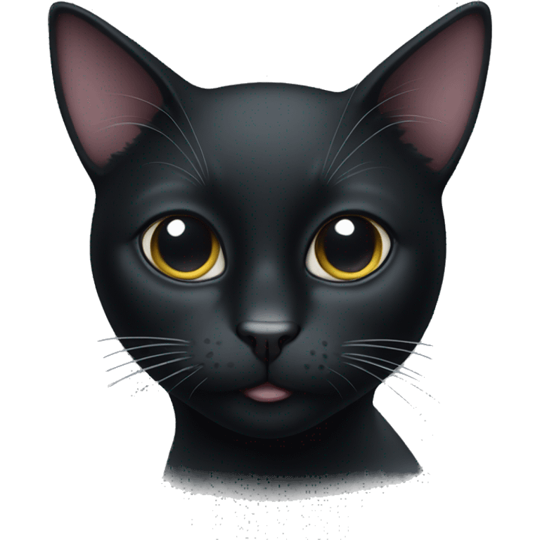 black cat with white spot on month and on the nose  emoji