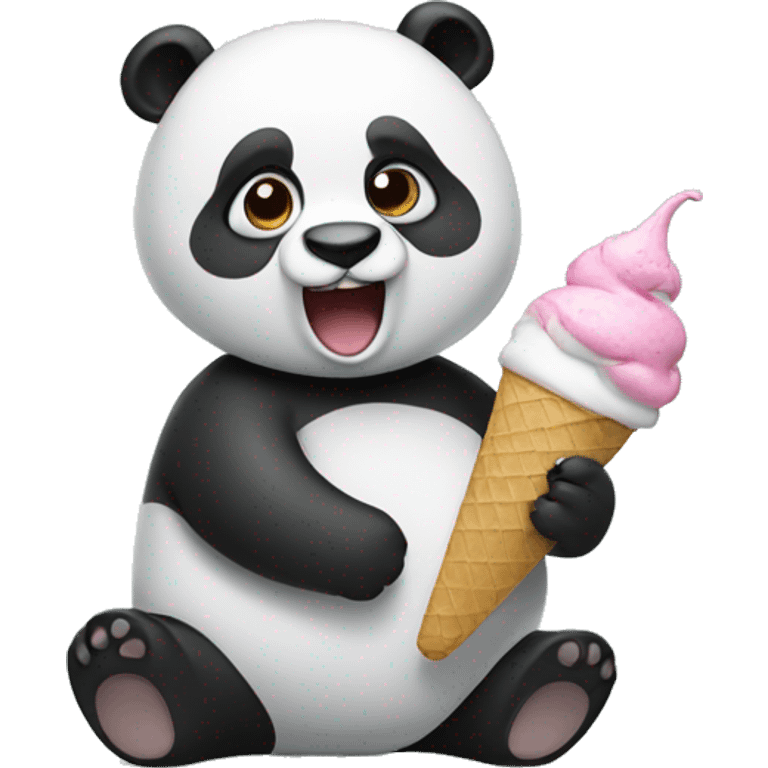 Panda eating ice cream emoji