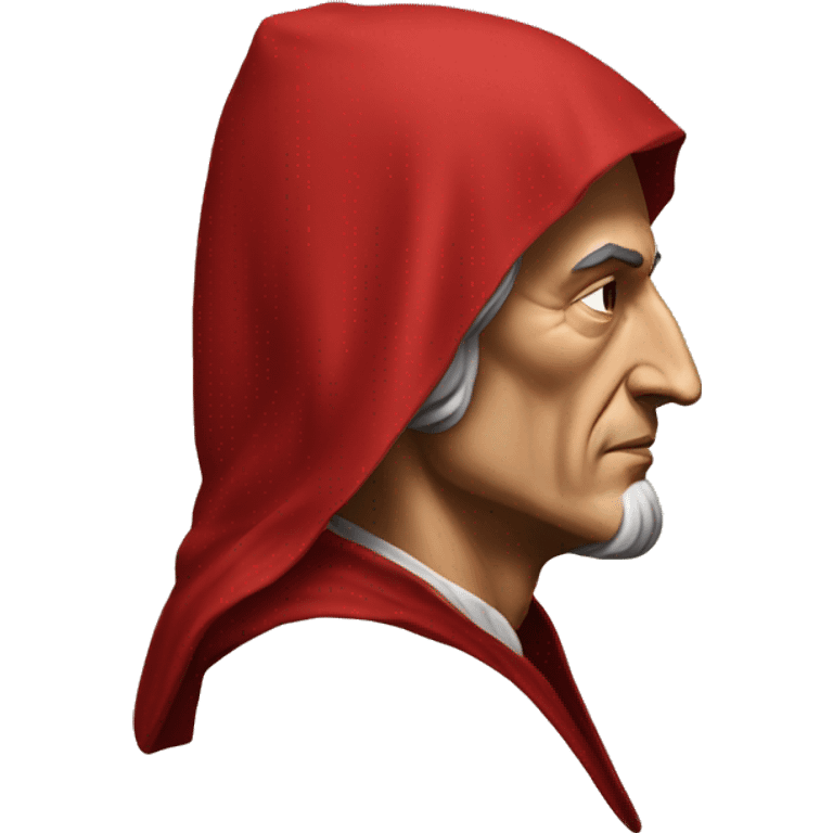 Dante Alighieri portrait in profile in a red hooded cloak emoji