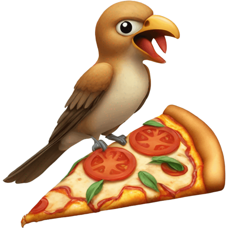 bird eating a pizza emoji